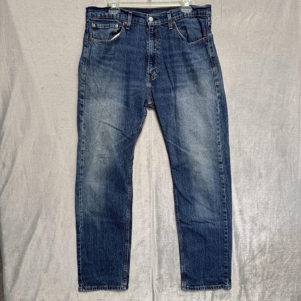 Levis 505 Jeans Mens 36x32 Blue Medium Wash Straight Denim Regular Fit Cotton